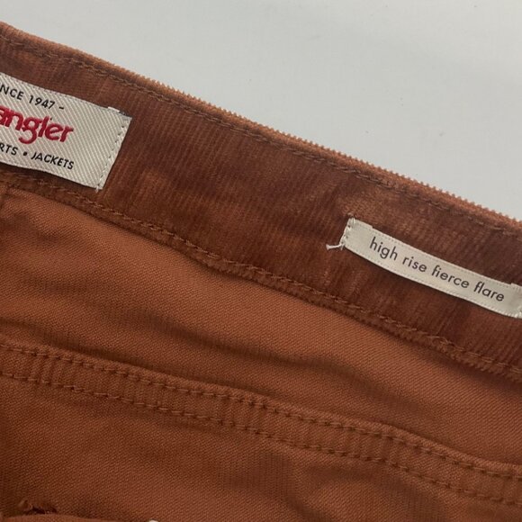 Wrangler Womens 16 High Rise Fierce Flare Corduroy Pants Brown Boho Festival - Picture 4 of 12